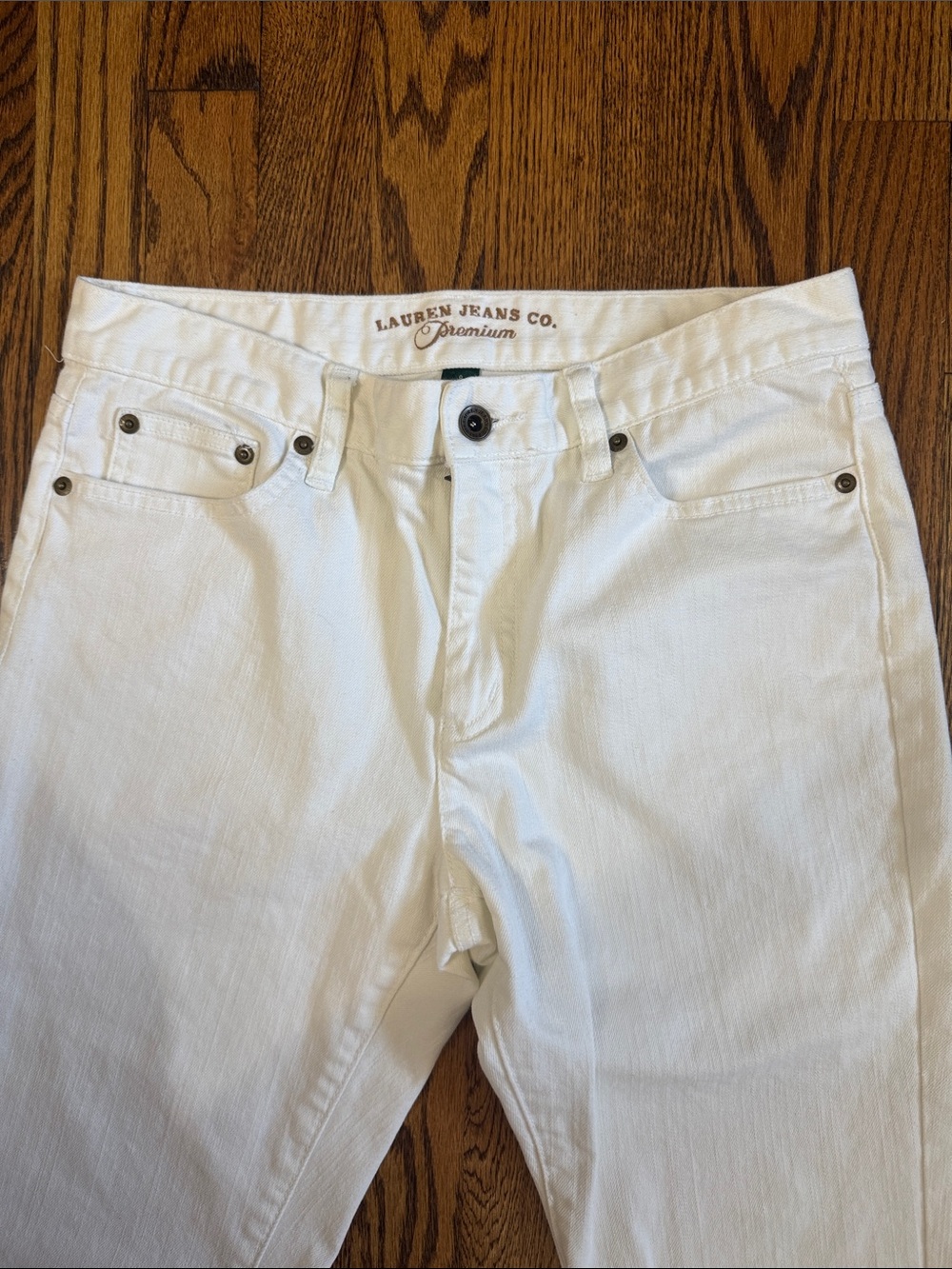 Ralph Lauren White Straight Leg Jeans Size 8 Stretch Denim Classic - Picture 4 of 11